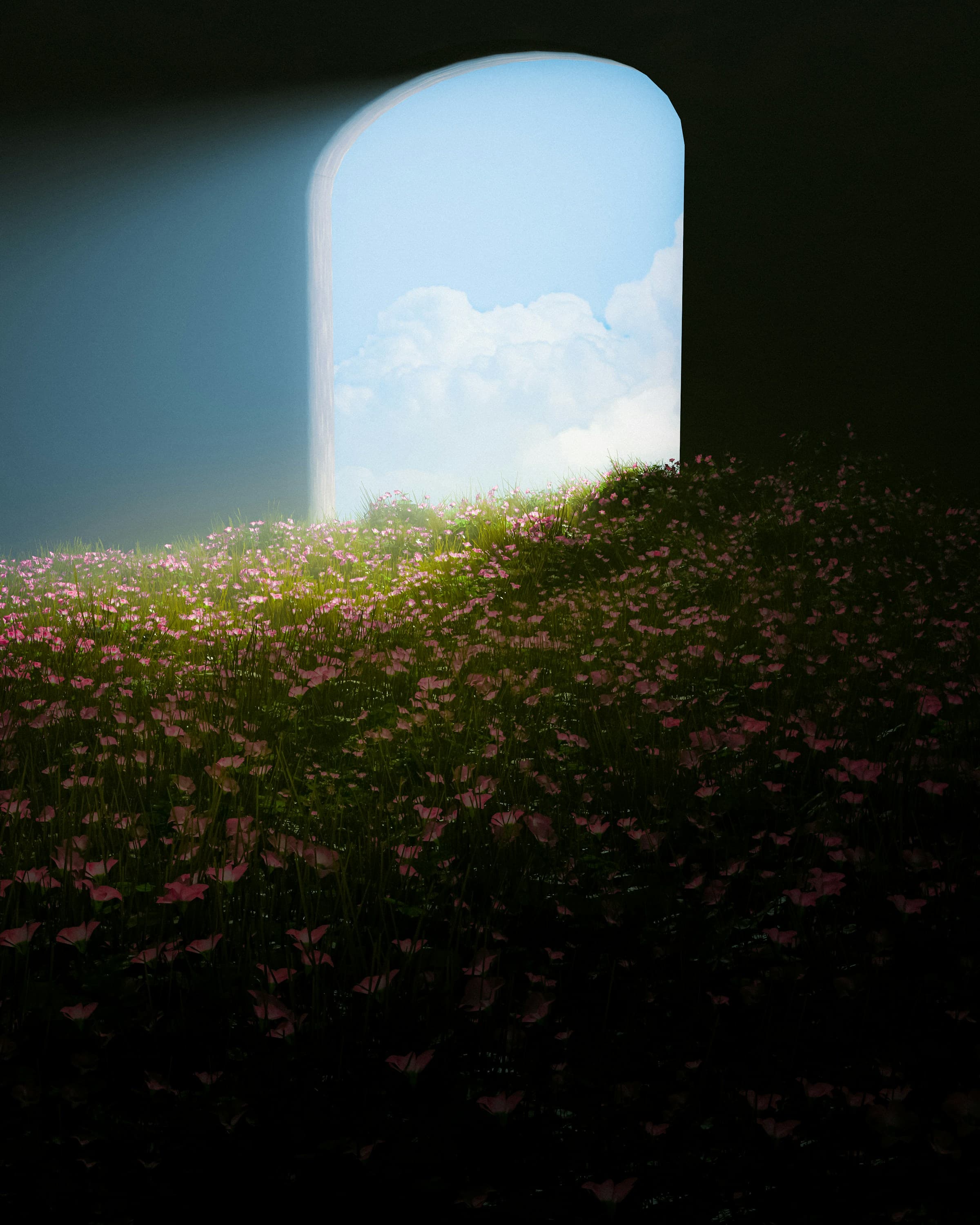 Soft blue and peach iPhone wallpaper
